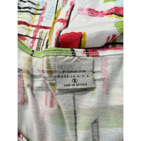C.M.C. by Color Me Cotton Top Long Sleeves Abstract Multicolor Print, Empire - Picture 5 of 6